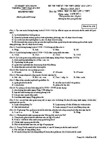 Đề thi thử THPT QG Lịch sử 11 (Lần 2) - Mã đề 628 - Năm học 2016-2017 - Trường THPT Ngô Sĩ Liên (Có đáp án)