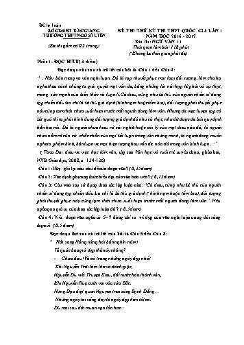 Đề thi thử THPT QG Ngữ văn 11 (Lần 1) - Năm học 2016-2017 - Trường THPT Ngô Sĩ Liên (Có đáp án)