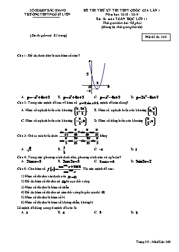 Đề thi thử THPT QG Toán 11 (Lần 1) - Mã đề 269 - Năm học 2018-2019 - Trường THPT Ngô Sĩ Liên (Có đáp án)