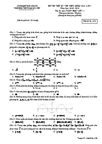 Đề thi thử THPT QG Toán 11 (Lần 1) - Mã đề 376 - Năm học 2018-2019 - Trường THPT Ngô Sĩ Liên (Có đáp án)