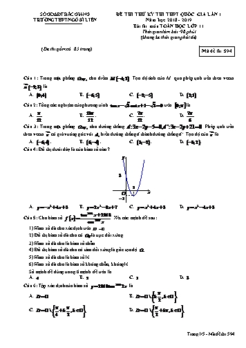 Đề thi thử THPT QG Toán 11 (Lần 1) - Mã đề 594 - Năm học 2018-2019 - Trường THPT Ngô Sĩ Liên (Có đáp án)
