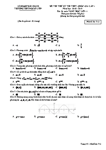 Đề thi thử THPT QG Toán 11 (Lần 1) - Mã đề 713 - Năm học 2018-2019 - Trường THPT Ngô Sĩ Liên (Có đáp án)