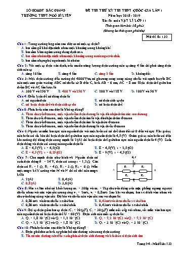 Đề thi thử THPT QG Vật lí 11 (Lần 1) - Mã đề 132 - Năm học 2018-2019 - Trường THPT Ngô Sĩ Liên (Có đáp án)