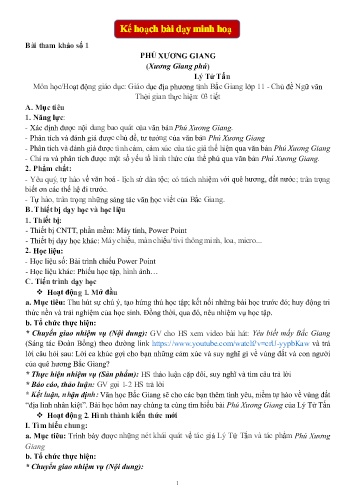 Giáo án Giáo dục địa phương 11 tỉnh Bắc Giang - Chủ đề: Ngữ văn