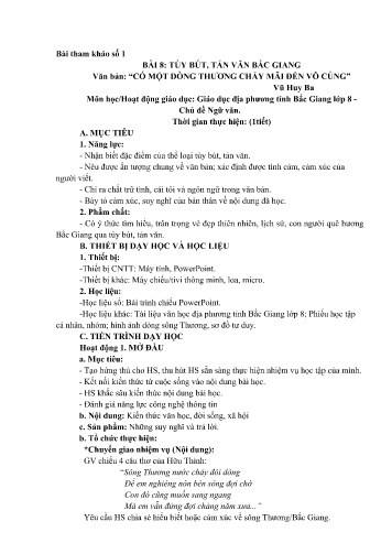 Giáo án Giáo dục địa phương 8 tỉnh Bắc Giang - Chủ đề: Ngữ văn