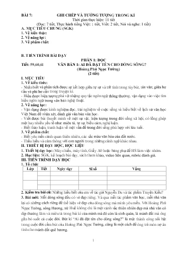 Giáo án Ngữ văn 11 (Kết nối tri thức) - Bài 7: Ghi chép và tưởng tượng trong kí