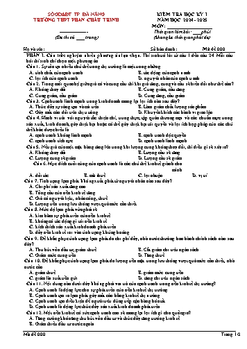 Ma trận Đề kiểm tra giữa học kì I GDKT&PL Lớp 11 - Mã đề 000 - Năm học 2024-2025 - Trường THPT Phan Châu Trinh