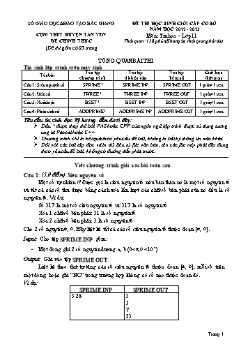 Ma trận Đề thi HSG Cấp Cơ sở Tin học 11 - Năm học 2022-2023 - Cụm THPT Huyện Tân Yên