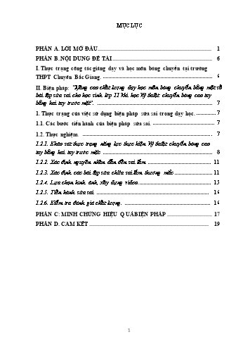 Nâng cao chất lượng dạy học môn bóng chuyền bằng một số bài tập sửa sai cho học sinh lớp 11 khi học kỹ thuật chuyền bóng cao tay bằng hai tay trước mặt