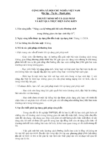 Nâng cao kỹ năng giải bài toán khoảng cách trong không gian cho học sinh lớp 11