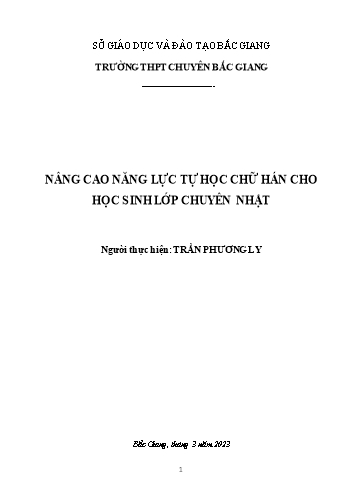 Nâng cao năng lực tự học chữ Hán cho học sinh lớp chuyên Nhật