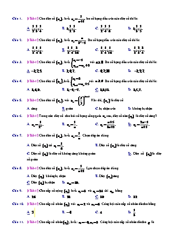 Ngân hàng câu hỏi ôn tập Đại số 11 - Chương 3