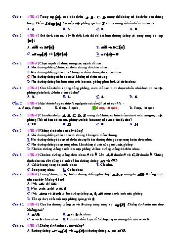 Ngân hàng câu hỏi ôn tập Hình học 11 - Chương 2