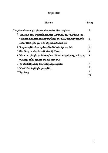 Phát triển năng lực đặc thù cho học sinh thông qua phân tích kênh hình phần Di truyền học và Sinh lý động vật trong bồi dưỡng HSG quốc gia, HSG cấp tỉnh môn Sinh học