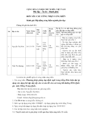 Phương pháp giảng dạy định ngữ trong tiếng Hán hiện đại áp dụng vào dạng bài tập sắp xếp câu và sửa lỗi câu sai trong bồi dưỡng HSG Quốc gia môn Tiếng Trung Quốc