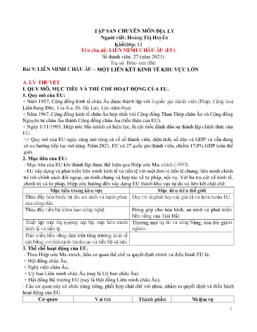 Tập san chuyên môn Địa lí 11 - Chủ đề: Liên minh Châu Âu - Hoàng Thị Huyền