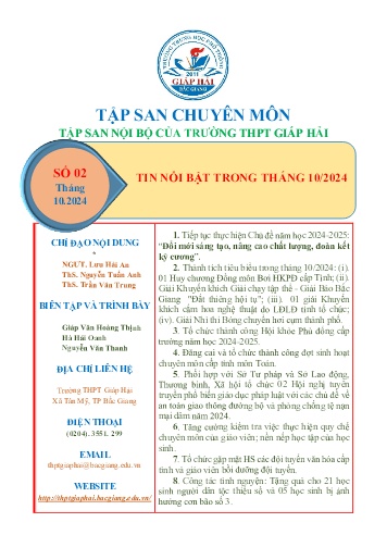 Tập san chuyên môn tháng 10 - Trường THPT Giáp Hải