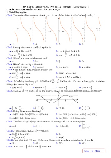 Đề cương ôn tập khảo sát giữa học kì I (Lần 1) Toán 11