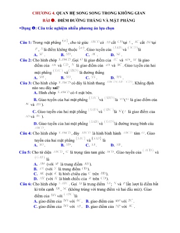 Đề cương ôn tập Toán 11 - Chương 4: Quan hệ song song trong không gian